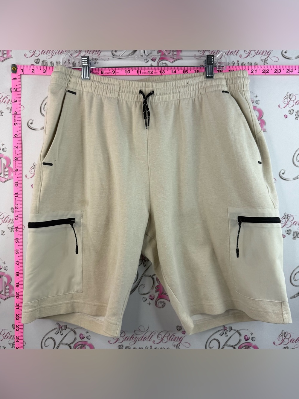 Shorts cargo fleece Casual Drawstring Men's Shorts - Beige